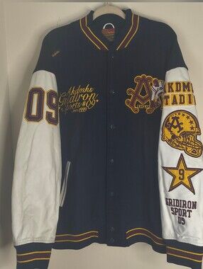 Vintage Akademiks Stadium Division Varsity Jacket Leather Sleeves XXL Y2K